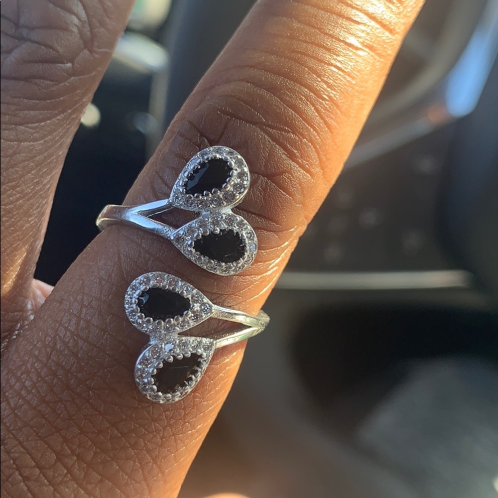 Black Onyx White Topaz Ring